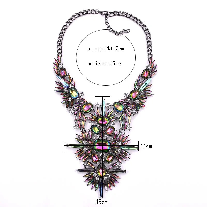 Size of Colorful AB Maxi Large Collar Necklace