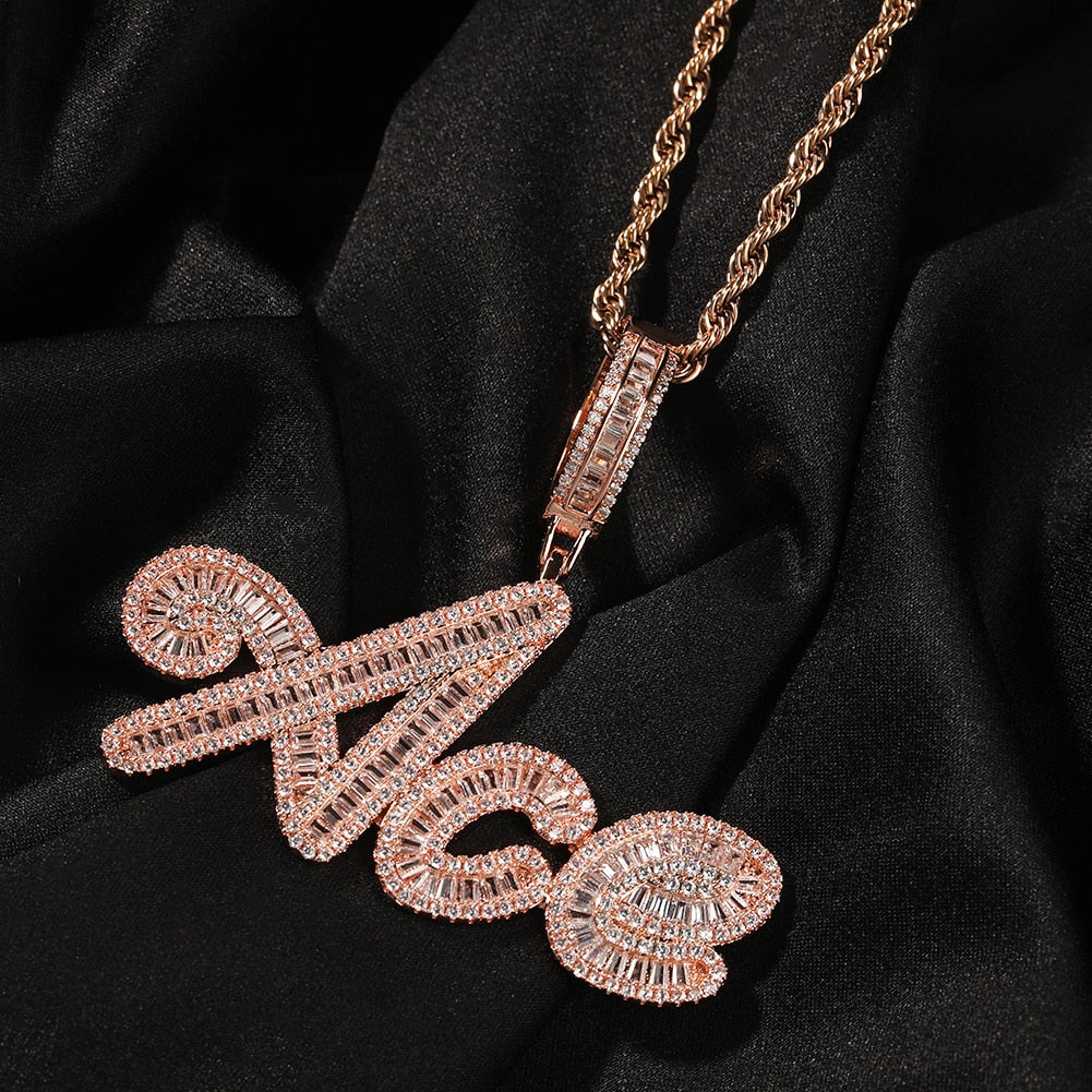 Rose Gold Custom Letter Name Pendant Necklace