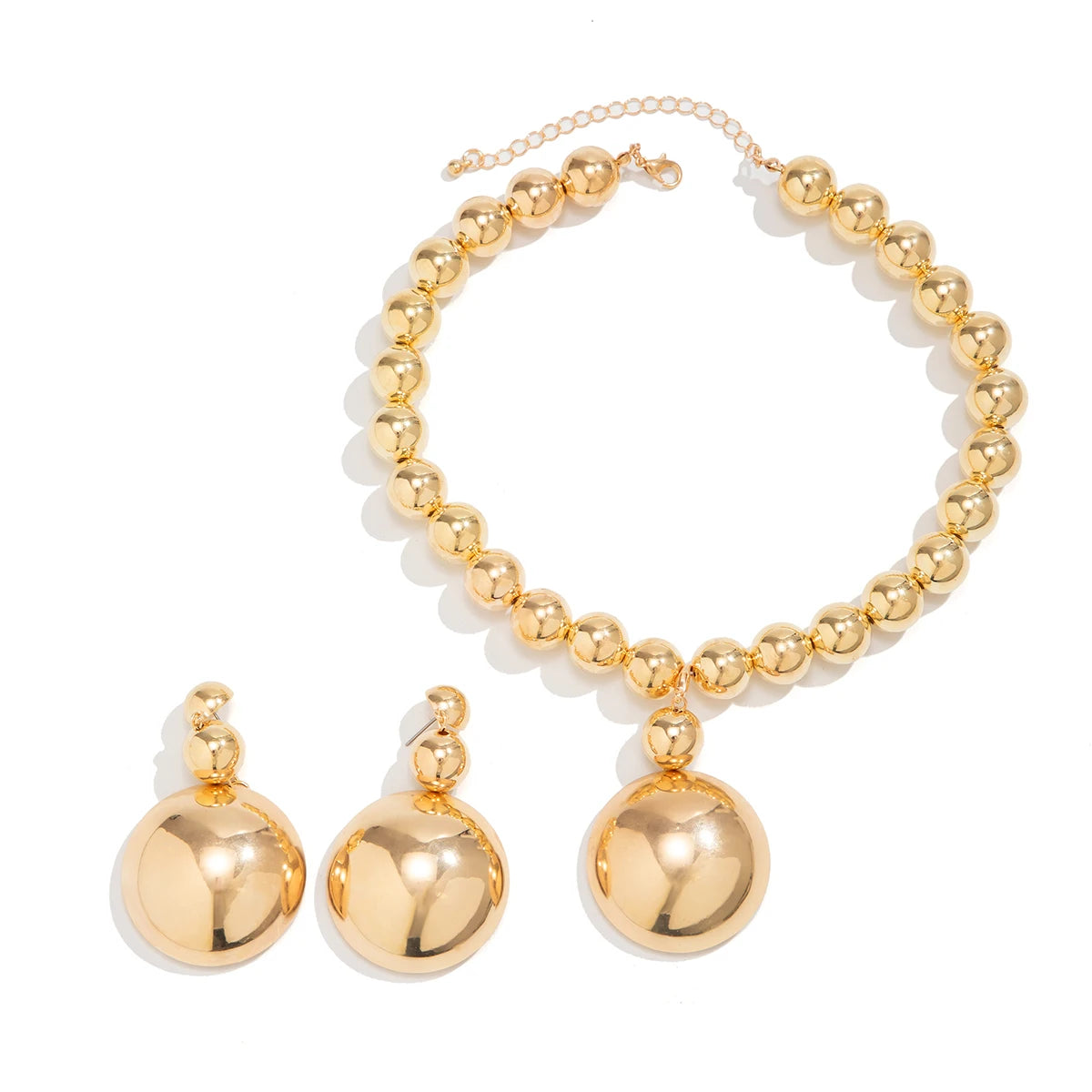 Exaggerated Large Half Ball Bead Pendant Necklace Punk Acrylic CCB Chain Choker Jewelry Set
