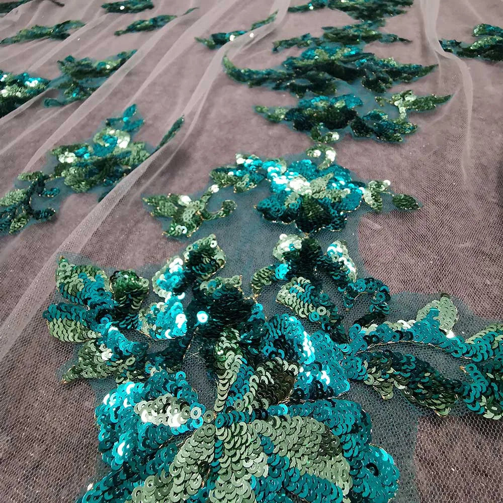 Green Lace Soft White/Ivory Tulle Bling Sequins Wedding Veil design