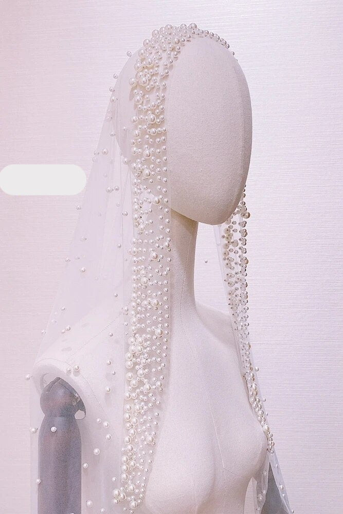 Pearl-Beaded Wedding Veil