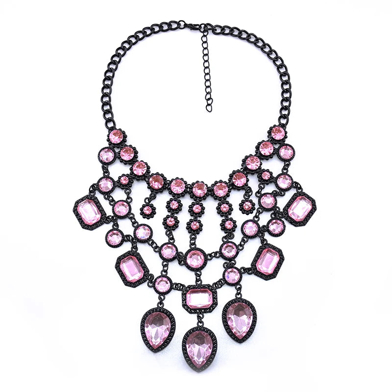 Black Stone Statement Choker Necklace
