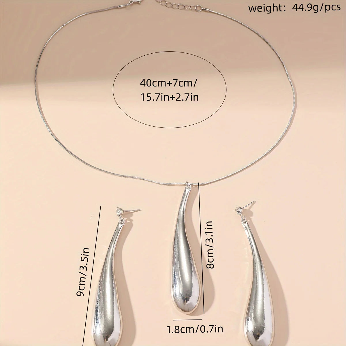 Minimalist Punk Feng Shui Jewelry Set – Necklace & Earrings for Women Dimension