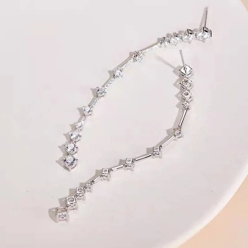 Needle Long Dangle Earrings