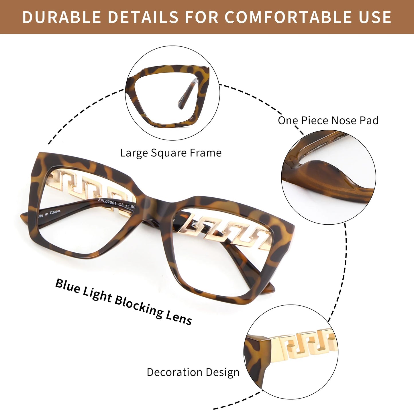 Oprah Style Oversized Reading Glasses brown leopard parts