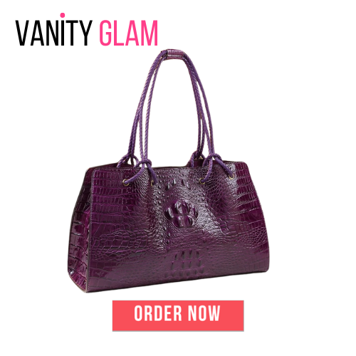 Red Crocodile Genuine Leather Handbags Vanity Glam Logo