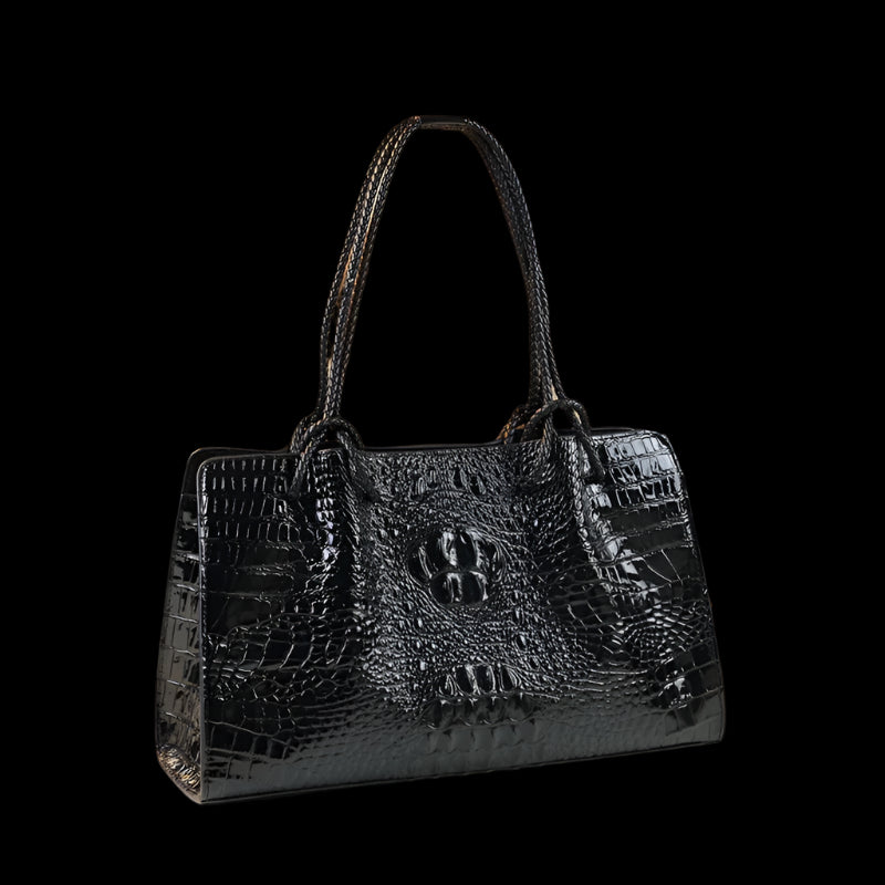 Red Crocodile Genuine Leather Handbags black