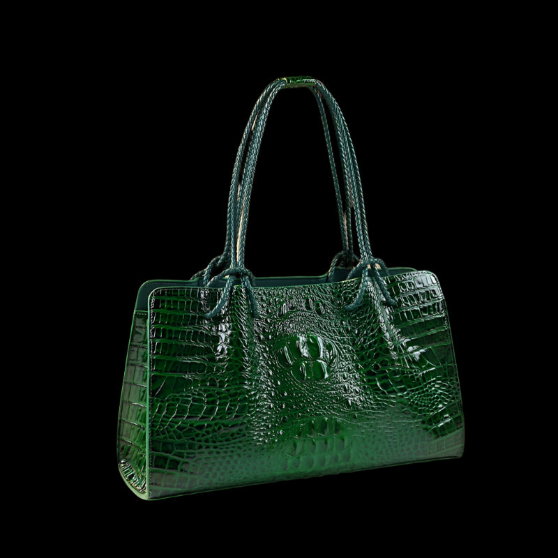 Red Crocodile Genuine Leather Handbags dark green