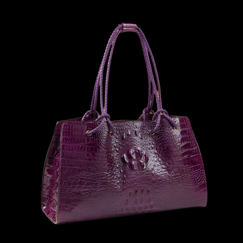 Red Crocodile Genuine Leather Handbags purple