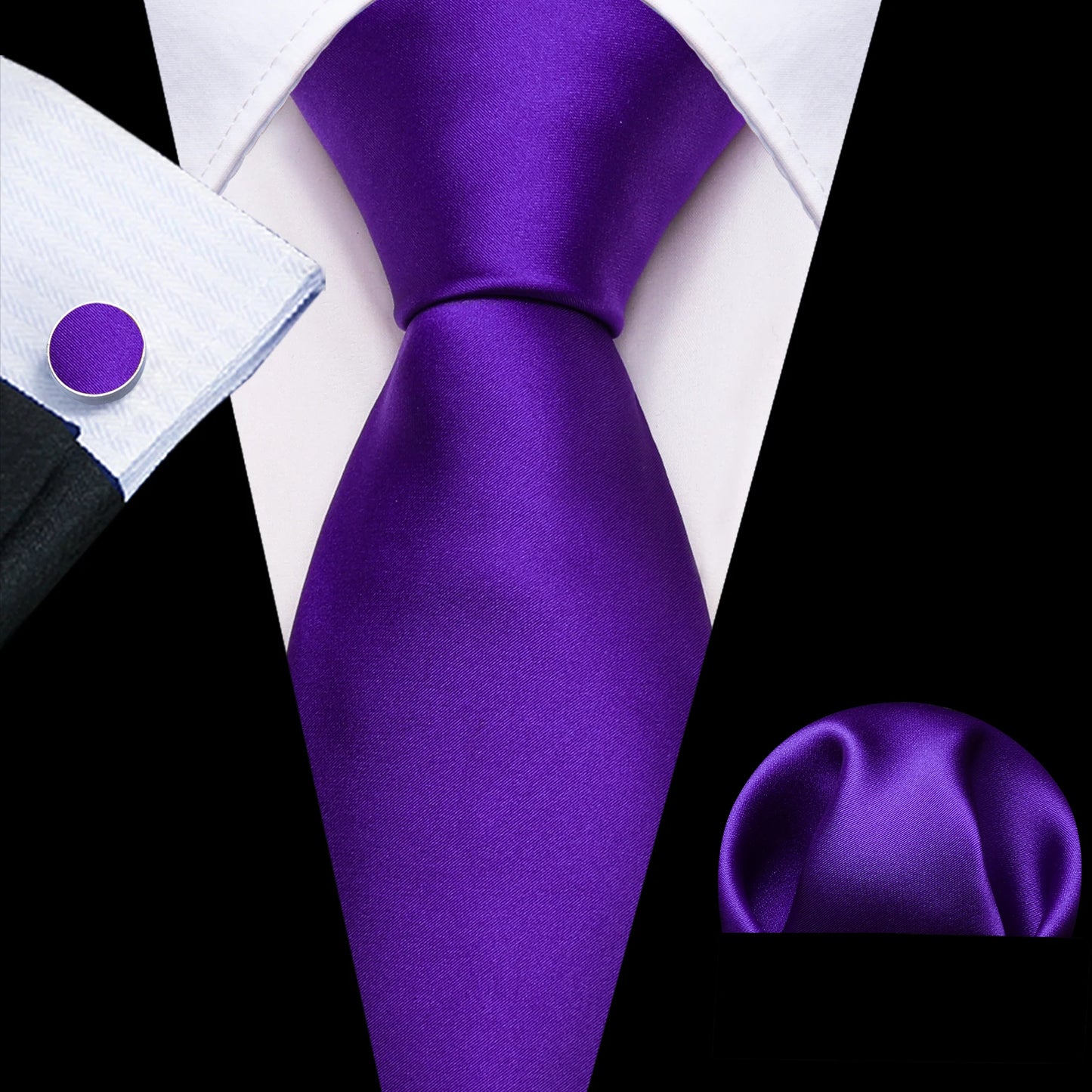 Dark Purple Plaid Tie Set