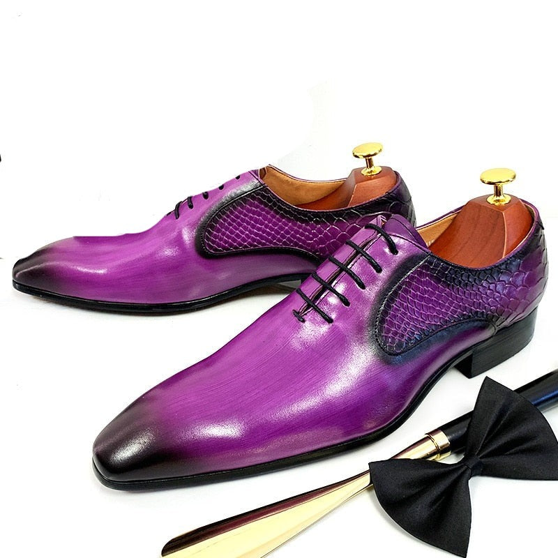 Purple-Black Snake Print Shoes
