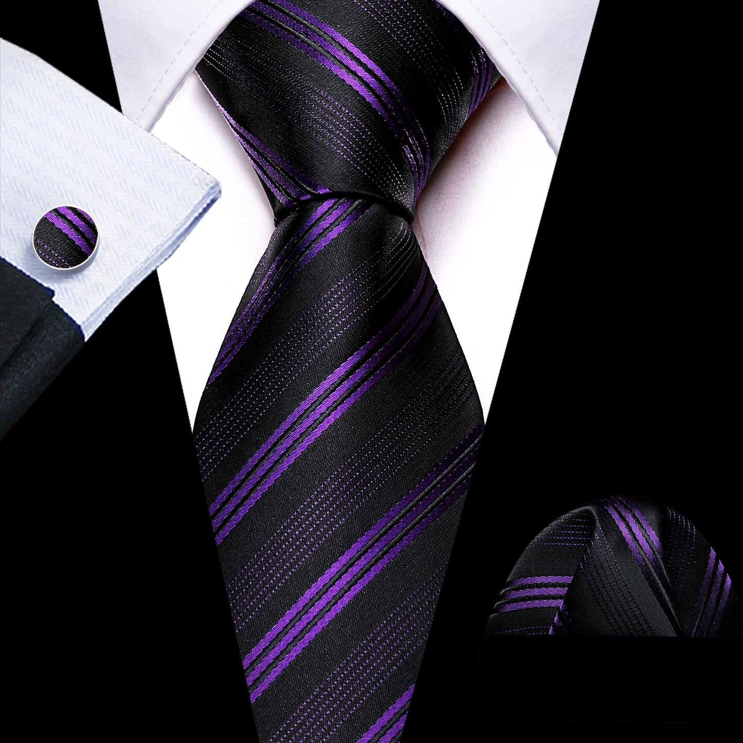 Dark Purple Plaid Tie Set