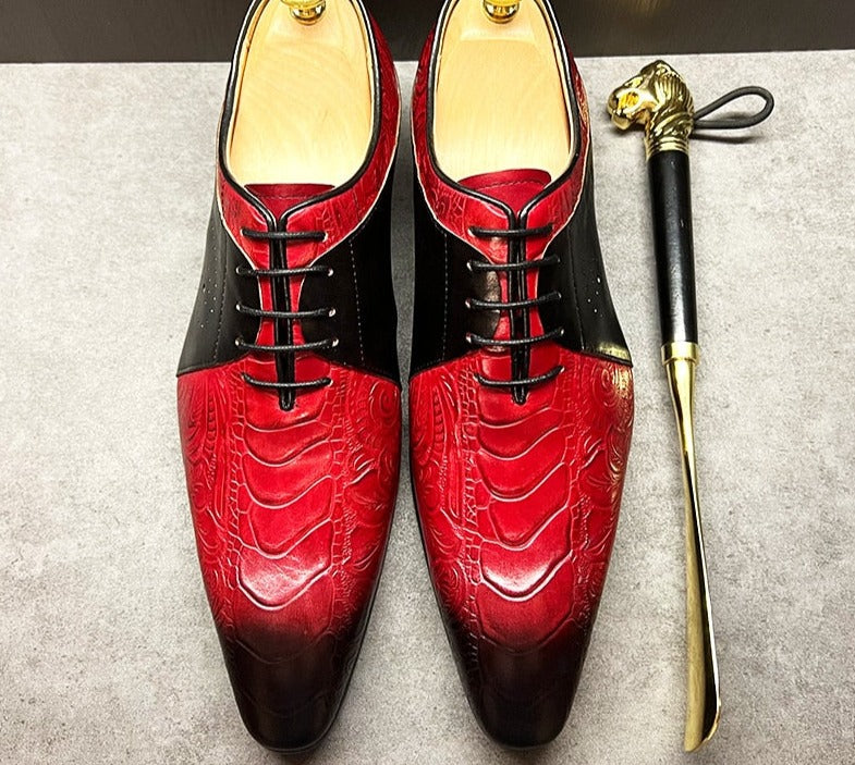 Men Red Black Oxford Shoes