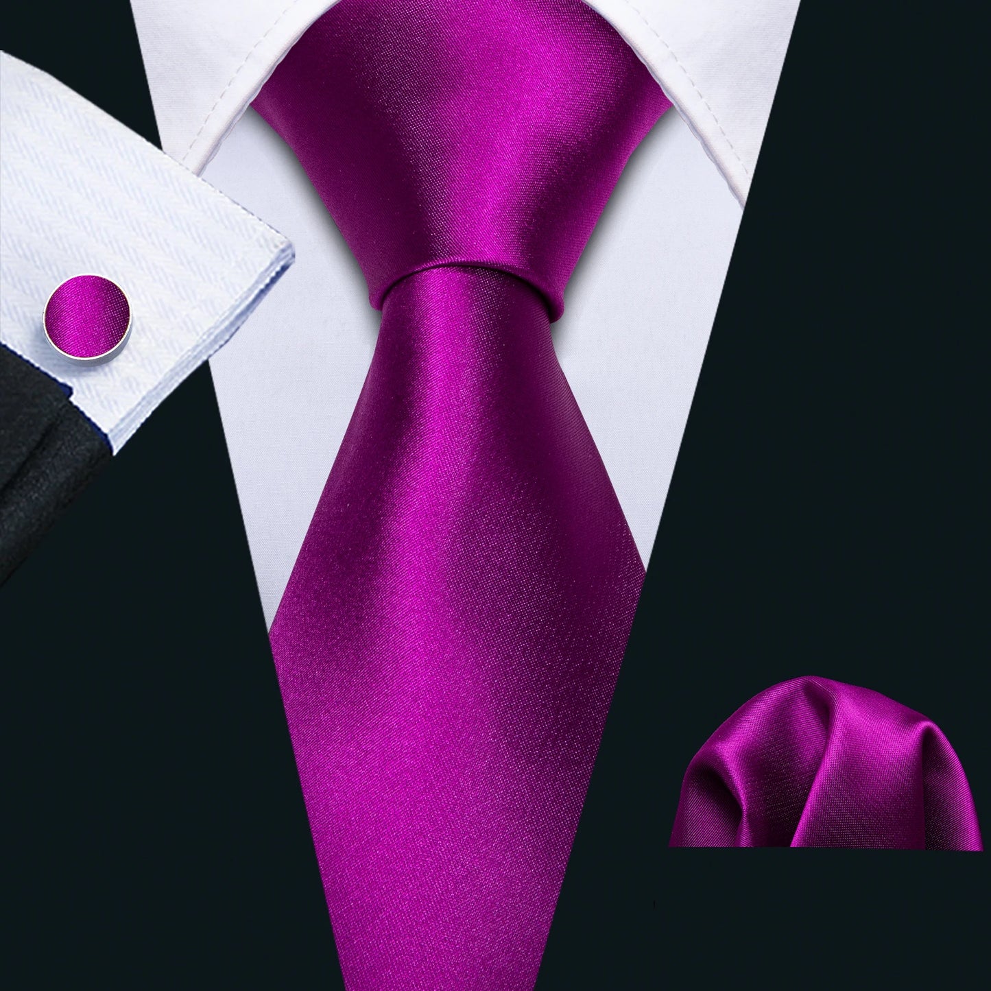 Dark Purple Plaid Tie Set