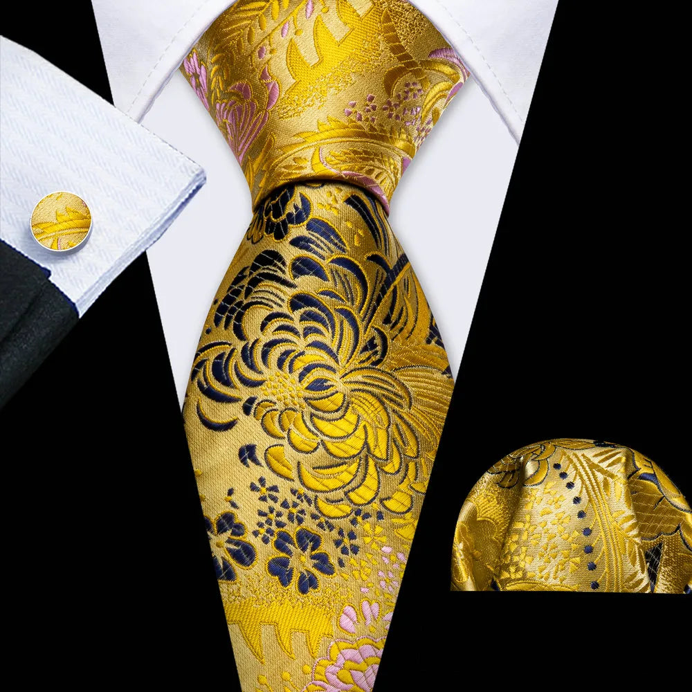 Black Gold Pink Neck Tie Set