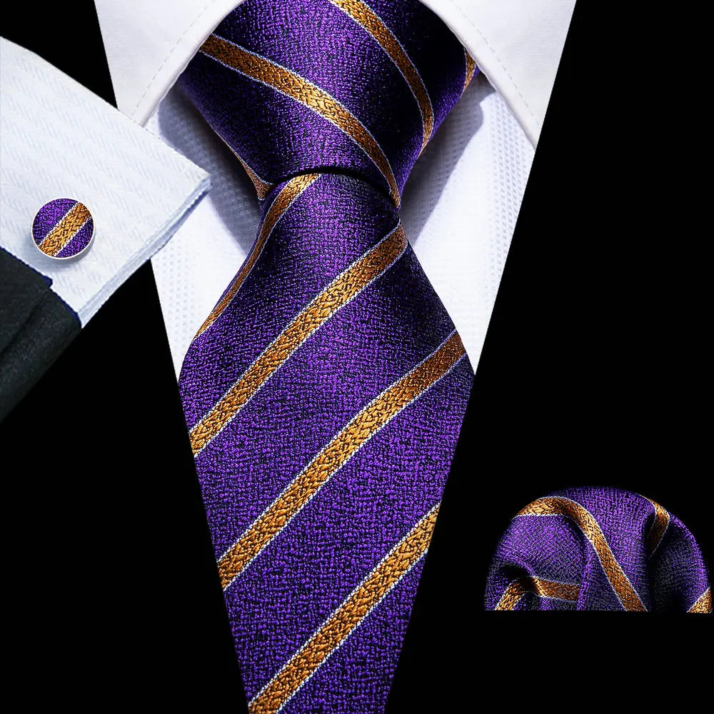 Dark Purple Plaid Tie Set