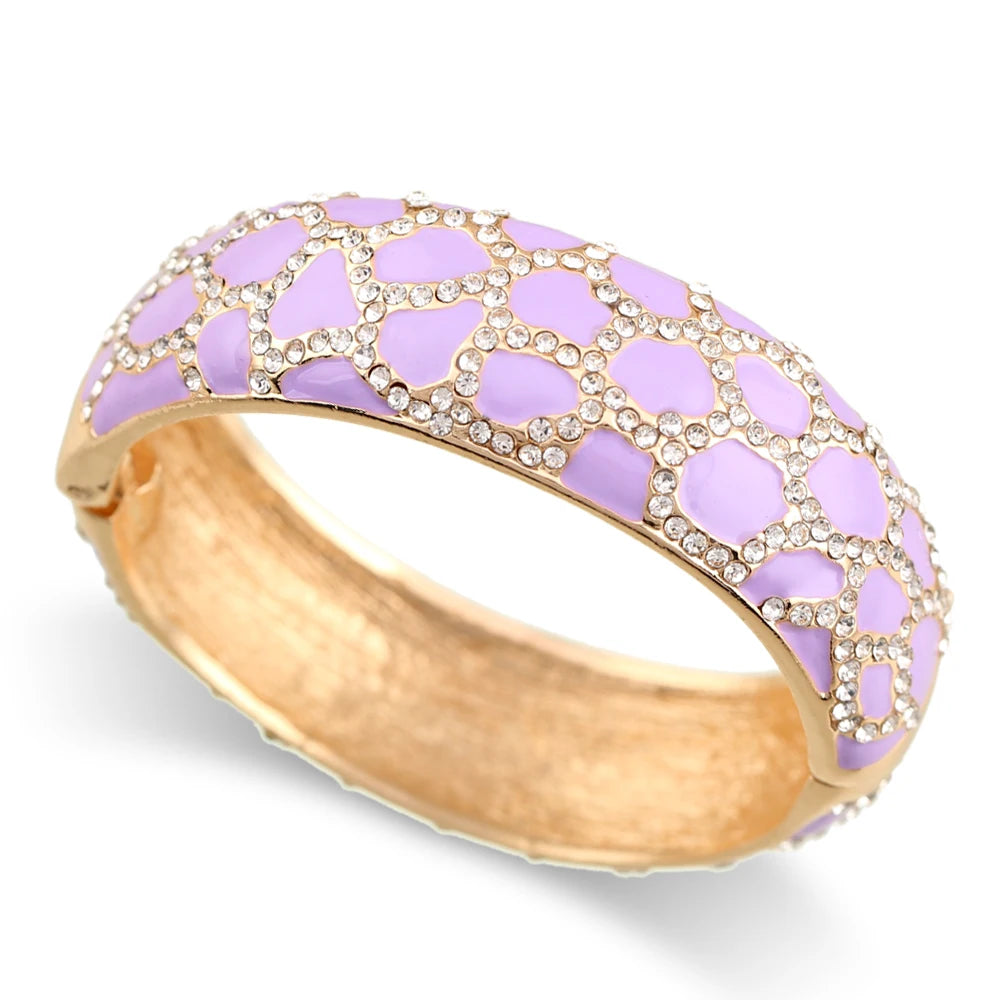 44756604846211Rhinestones Enamel Colorful Cuff Bangle