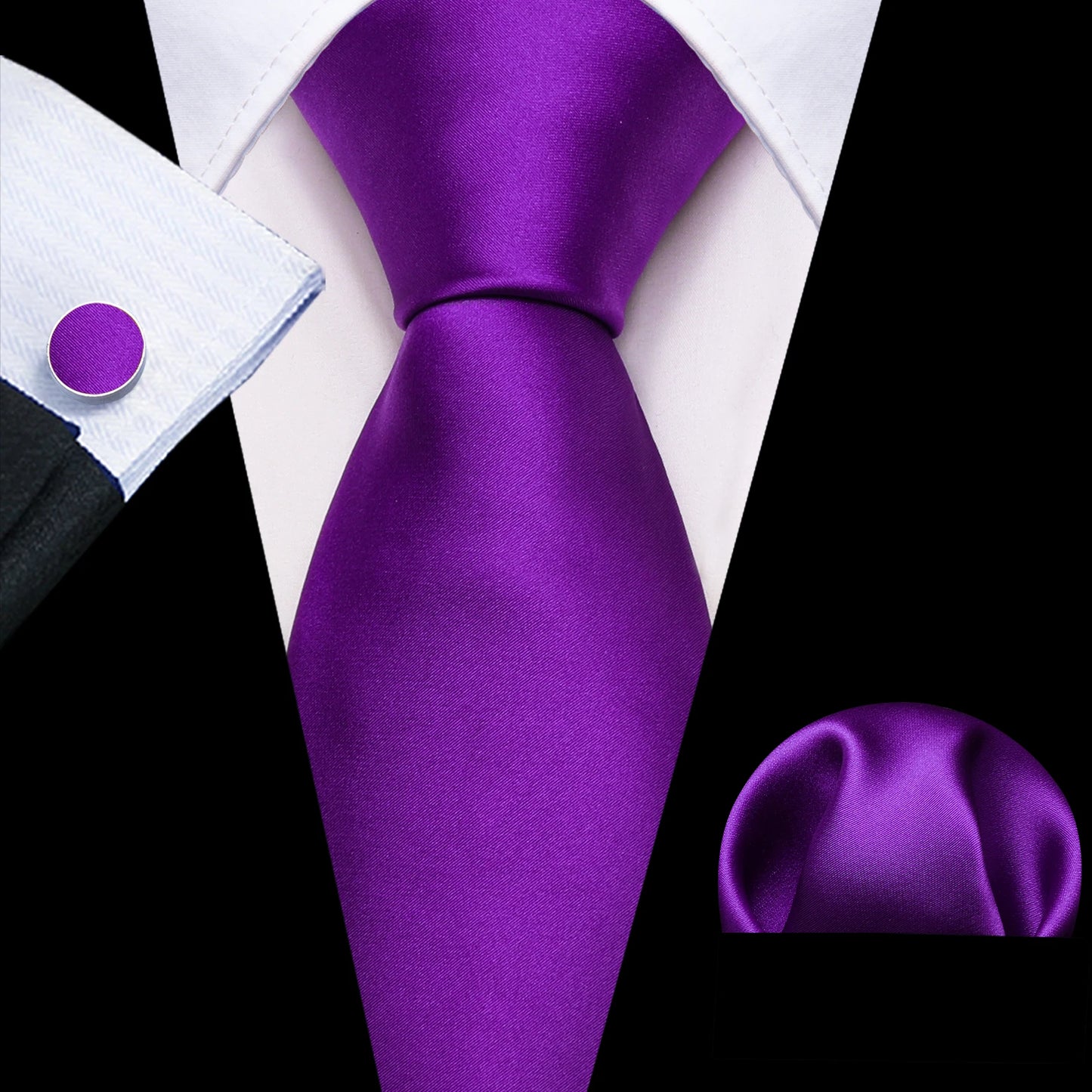 Dark Purple Plaid Tie Set