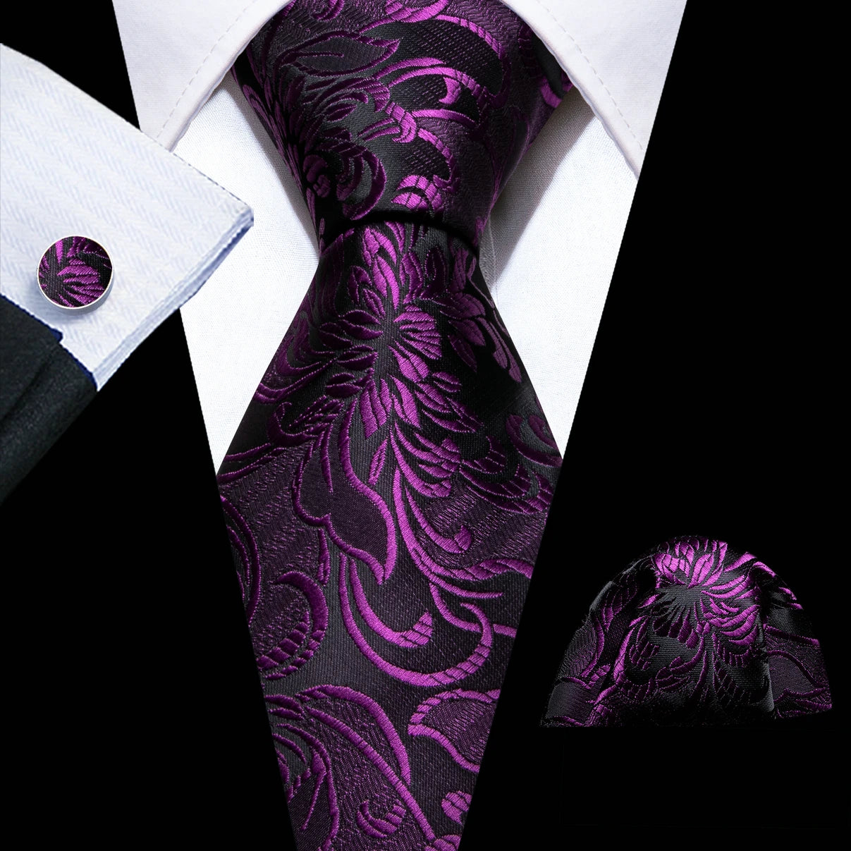Dark Purple Plaid Tie Set