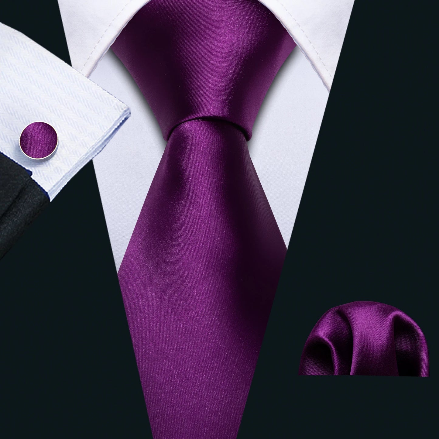 Dark Purple Plaid Tie Set