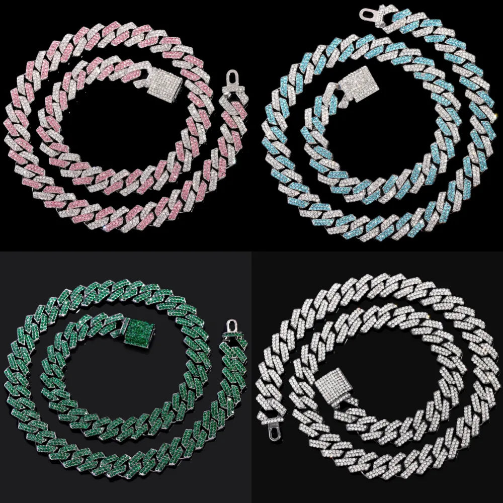 14mm Multicolor Iced Out Necklace