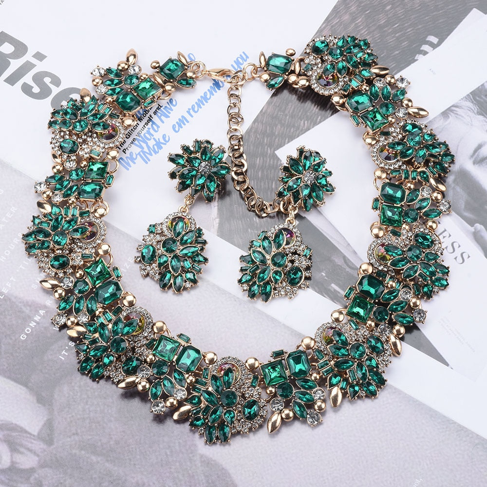 Green Rhinestone Choker Necklace