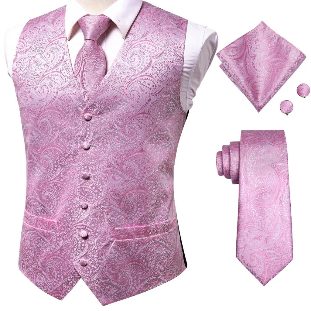 Silk Mens Waistcoat – Vintage Brown Paisley Formal Vest