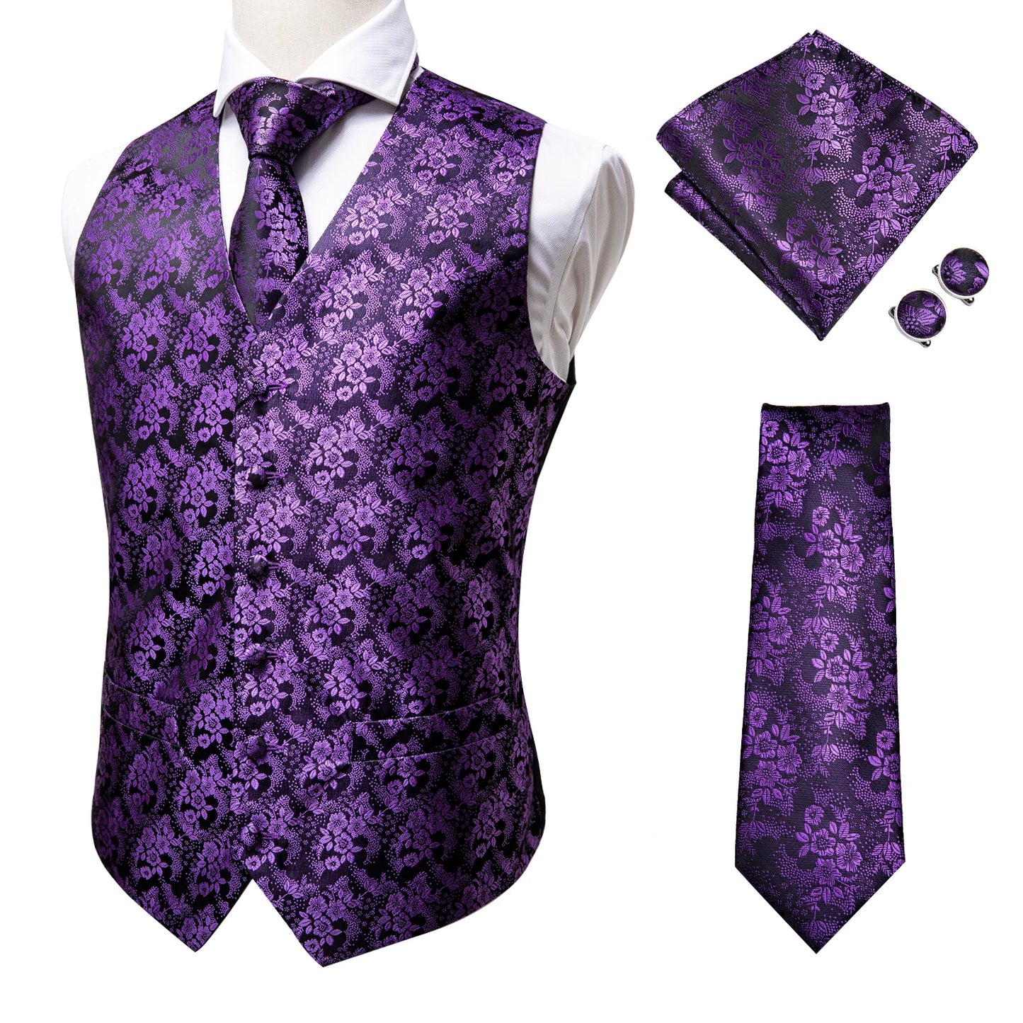 100% Silk Men's Waistcoat – Vintage Brown Paisley Formal Vest