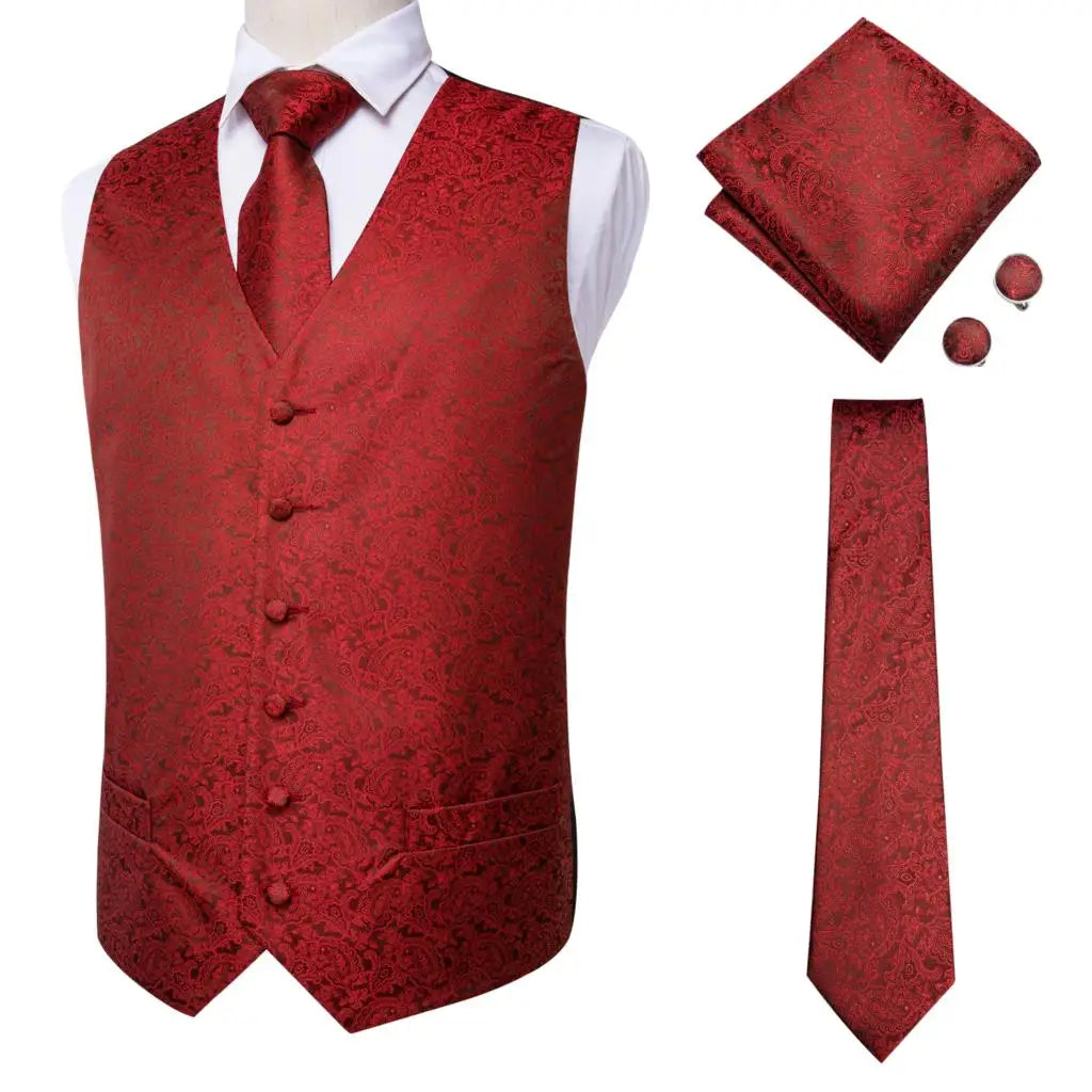 100% Silk Men's Waistcoat – Vintage Brown Paisley Formal Vest g