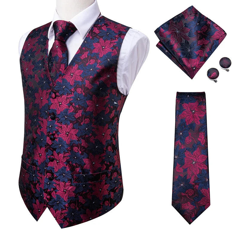 100% Silk Men's Waistcoat – Vintage Brown Paisley Formal Vest h