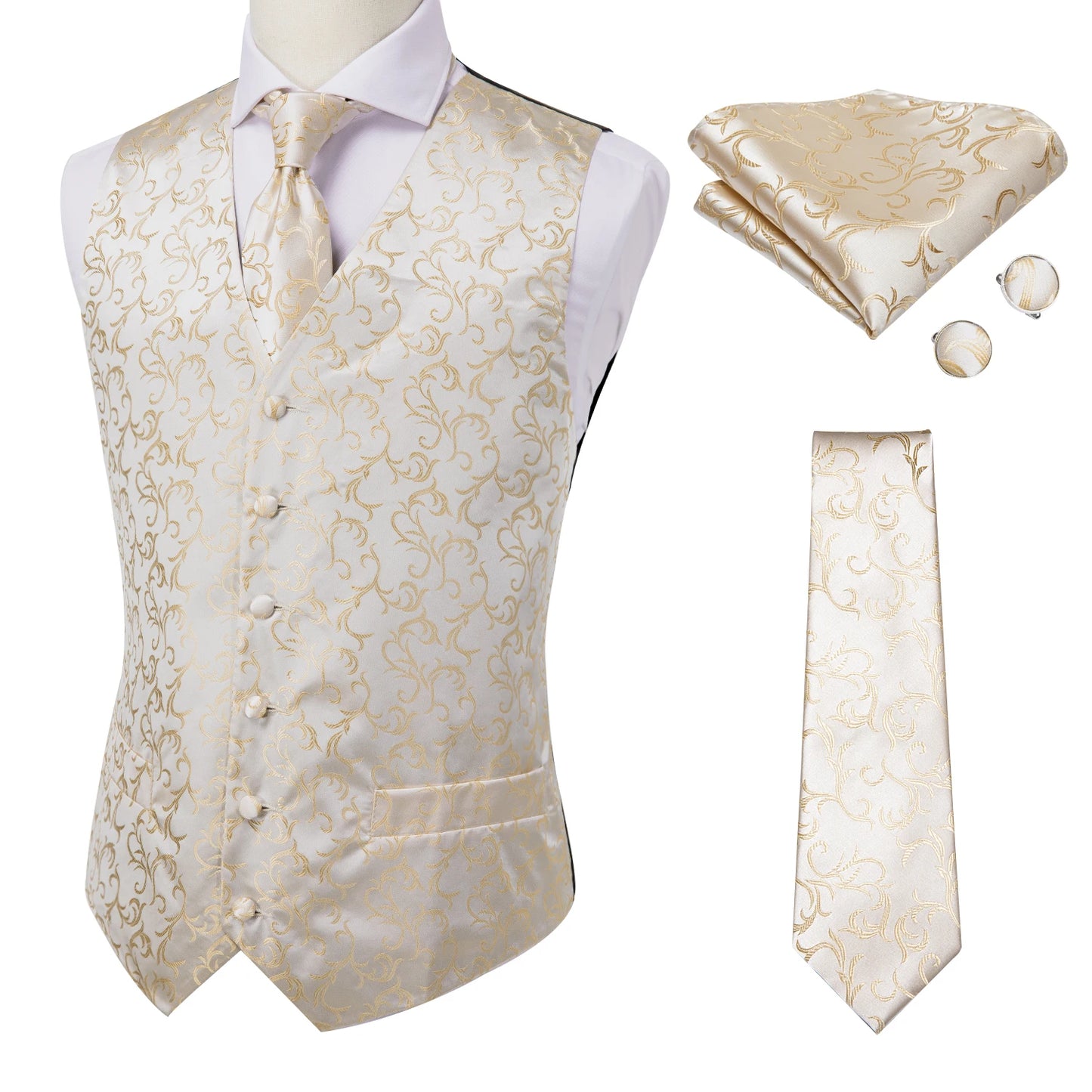 100% Silk Men's Waistcoat – Vintage Brown Paisley Formal Vest i