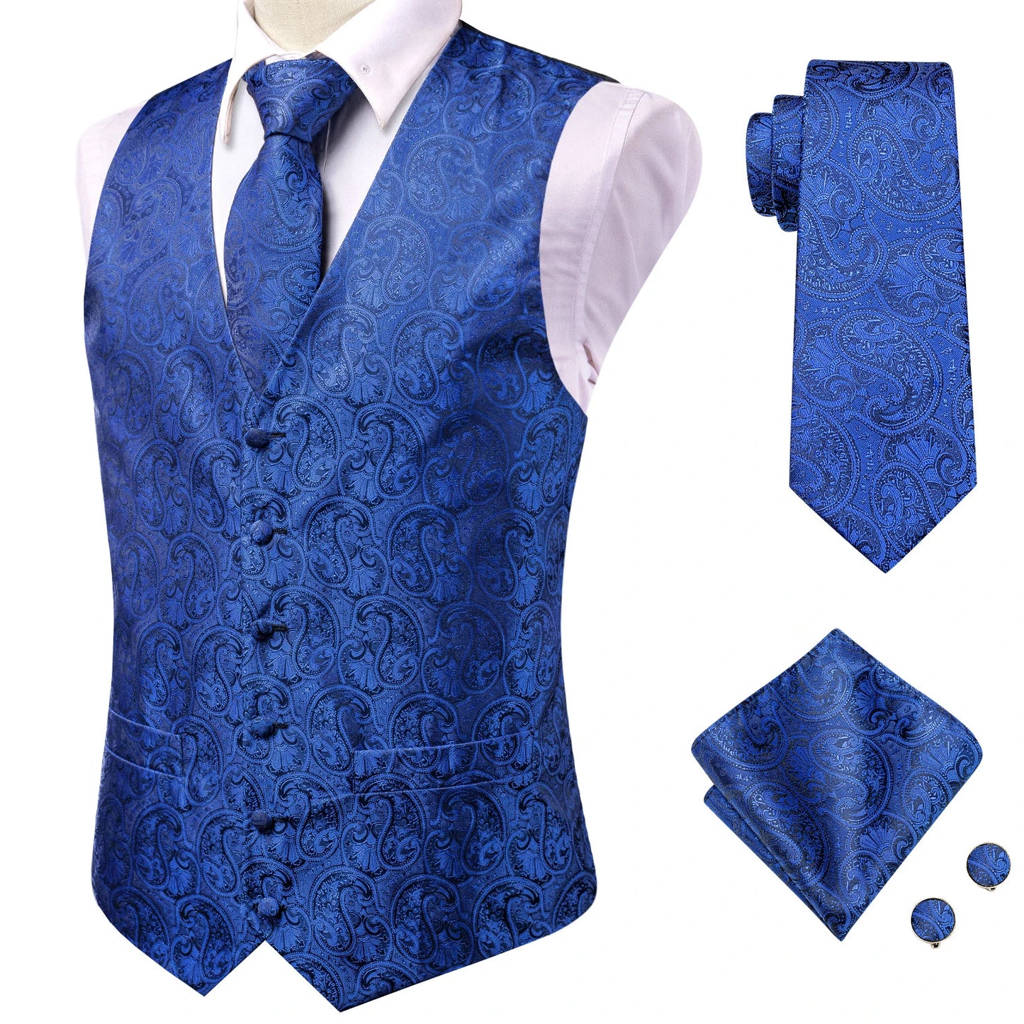 100% Silk Men's Waistcoat – Vintage Brown Paisley Formal Vest o