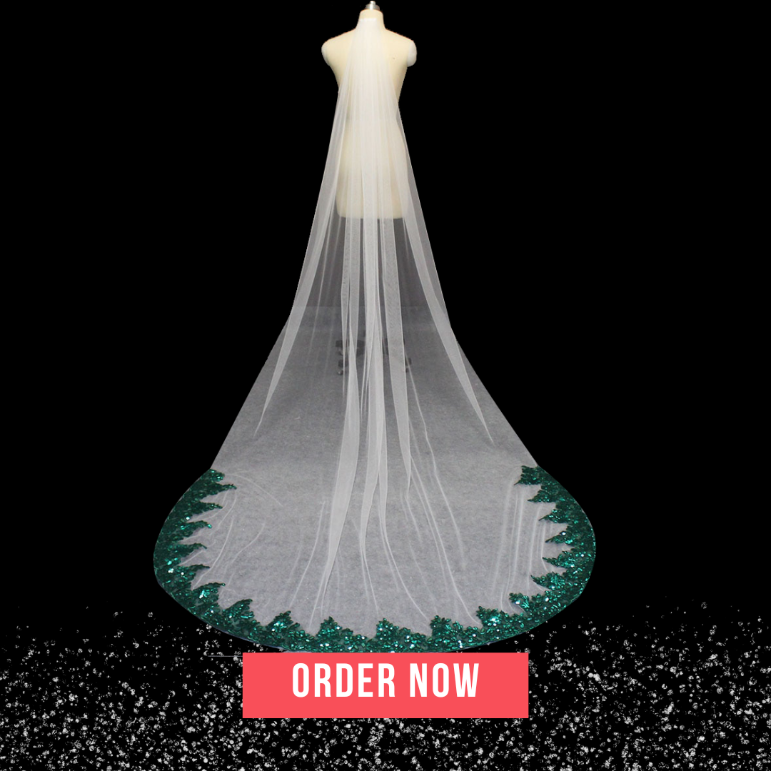 Sequins Green Lace Veil
