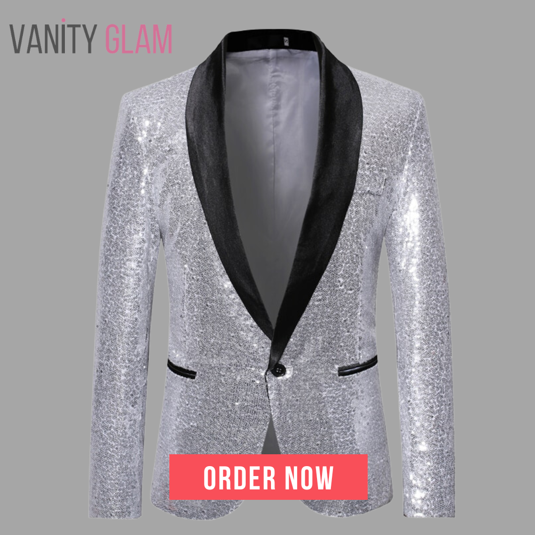 Shiny Sequin Blazer Suit