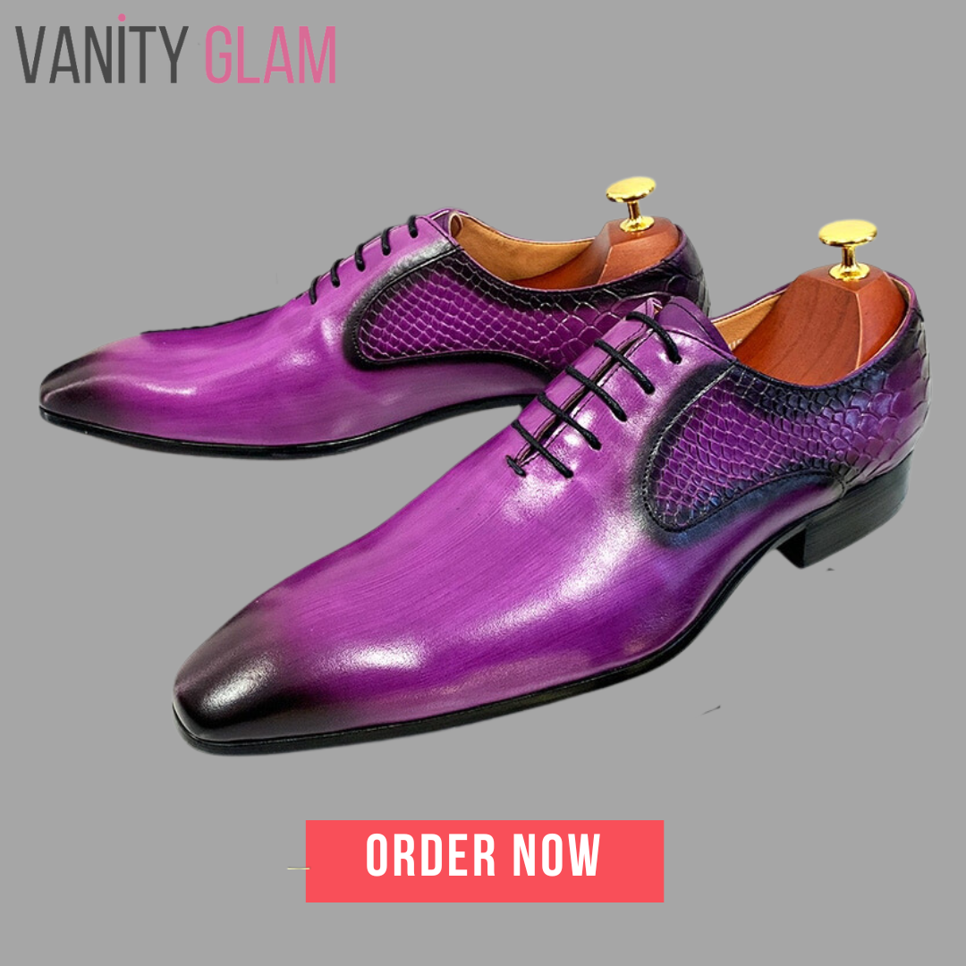 Purple-Black Snake Print Shoes