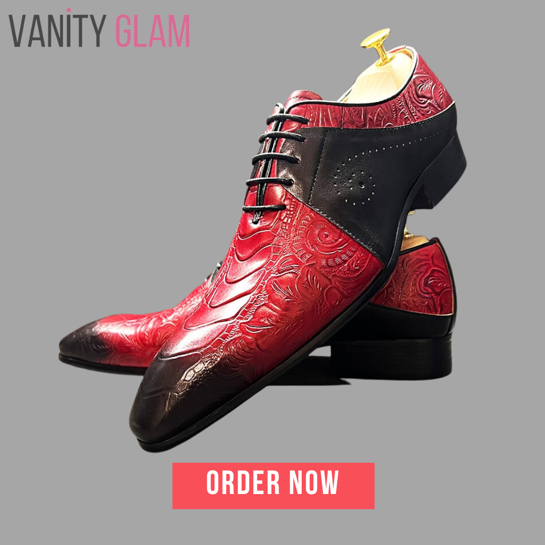 Men Red Black Oxford Shoes
