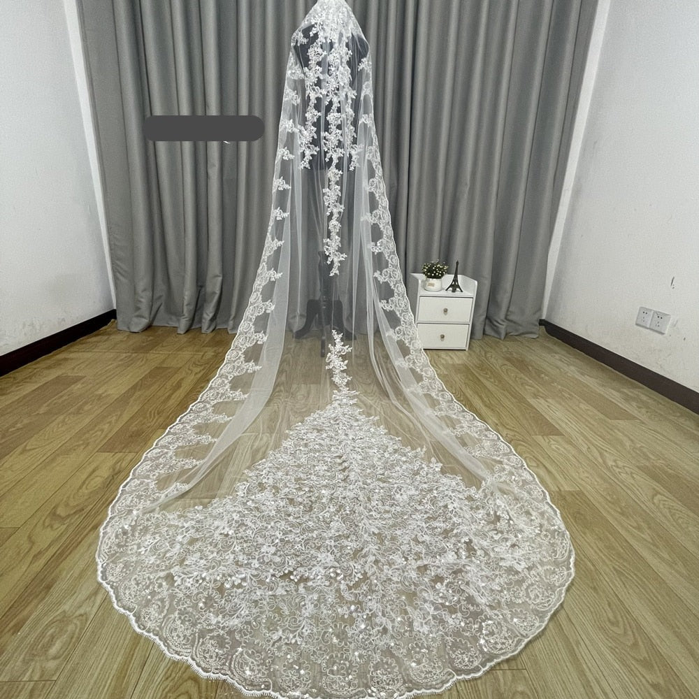 Long Wedding Veils Sequins Wraps
