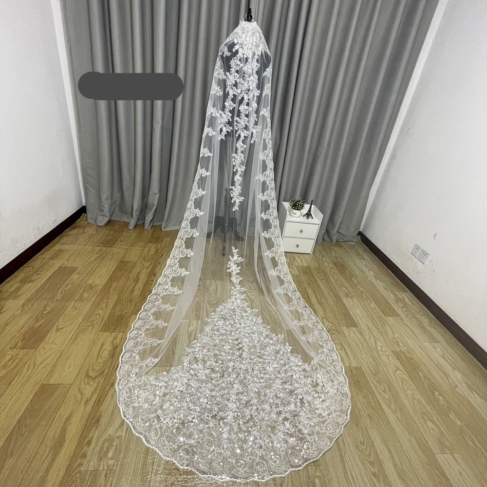 Long Wedding Veils Sequins Wraps
