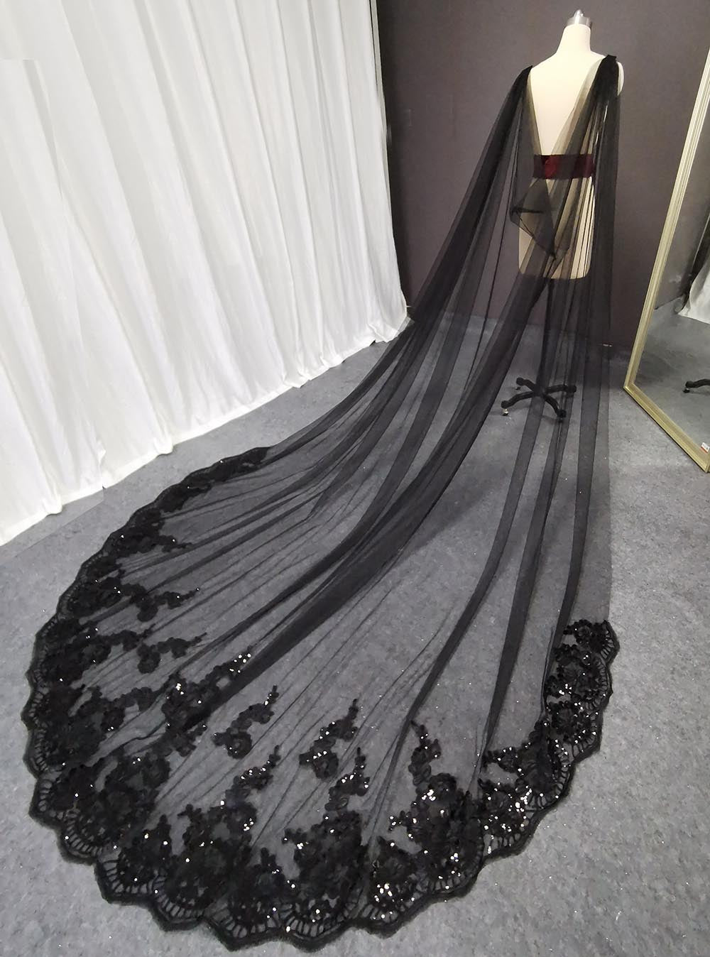 Black Long Wedding Veil