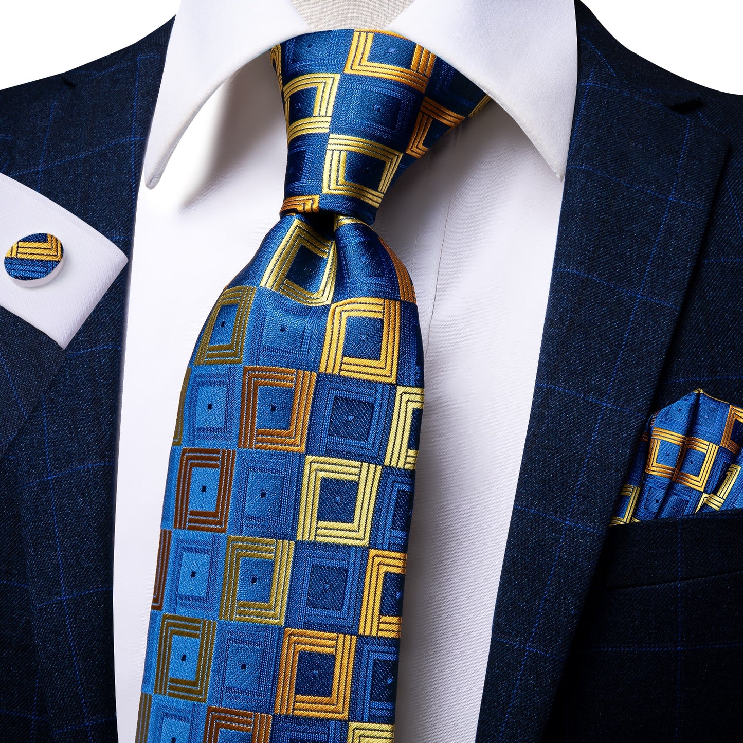 Gold-Blue Plaid Necktie