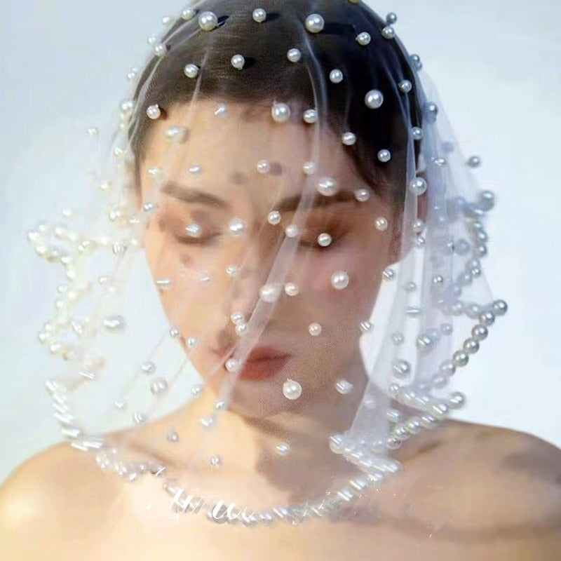 Beaded Bridal Mask Small Veil