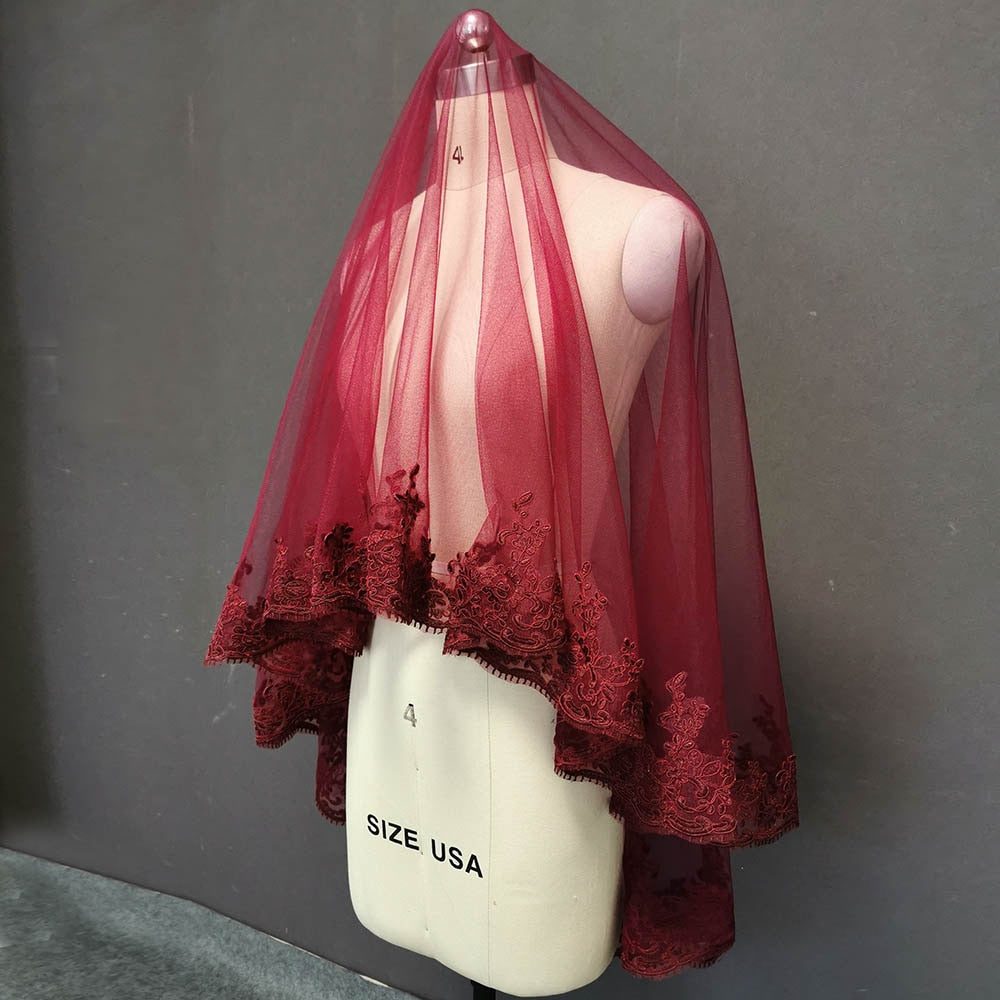 Dark Burgundy Veil with Belt