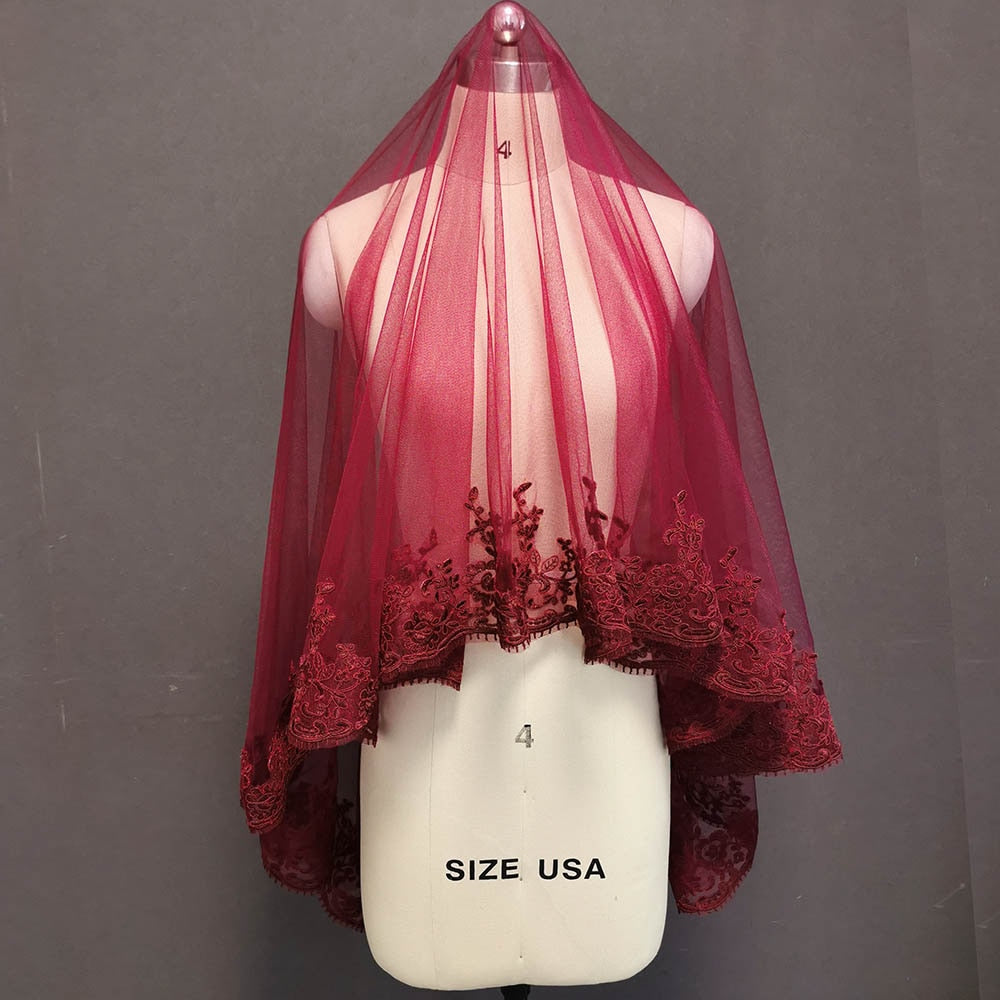 Dark Burgundy Veil with Belt