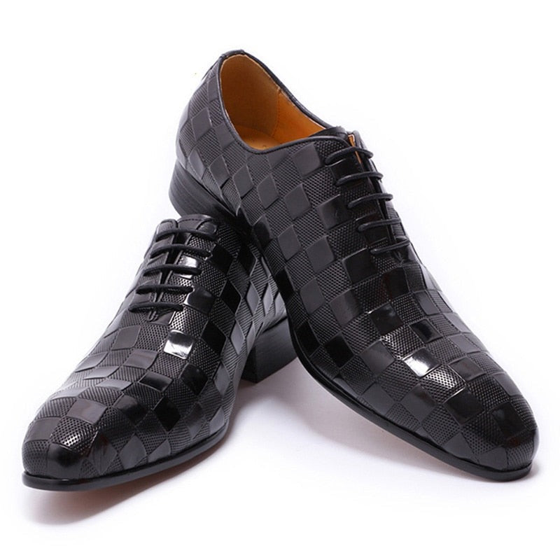 Plaid Print Lace-Up Men Shoes