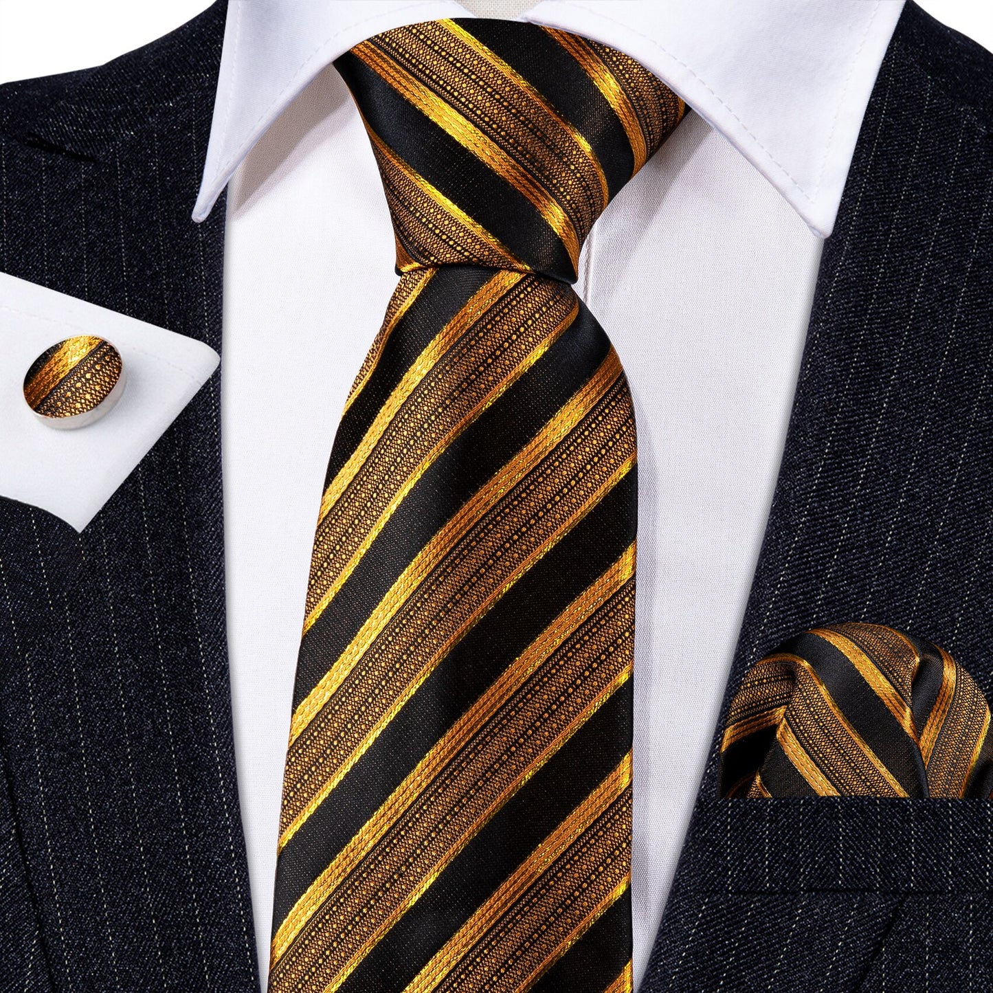 Fashion Gold Striped Tie Set