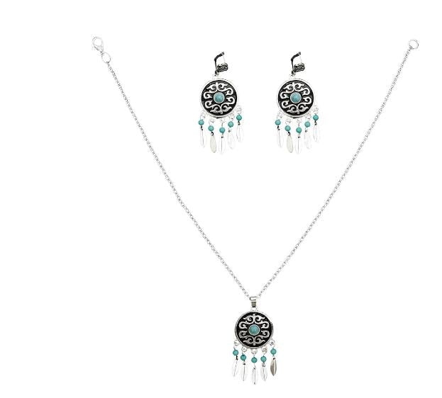 Tribal Silver Color Statement Necklace Set