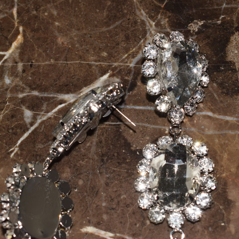 Water Drop Dangle Statement Earrings