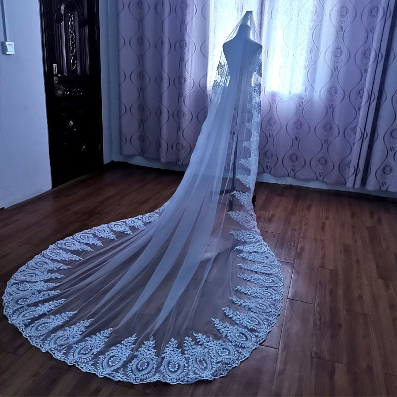 Wedding Lace Trim Luxury Veil