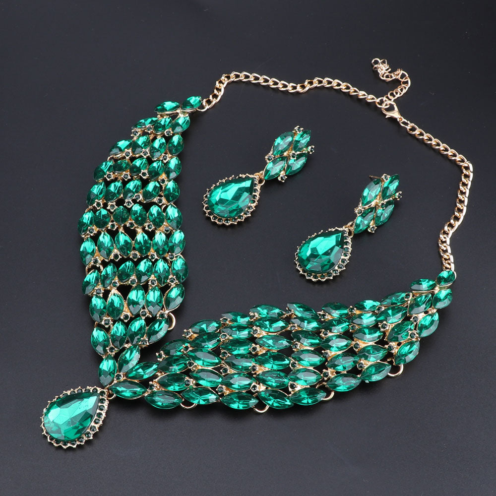 Crystal Statement Necklace Earrings Set
