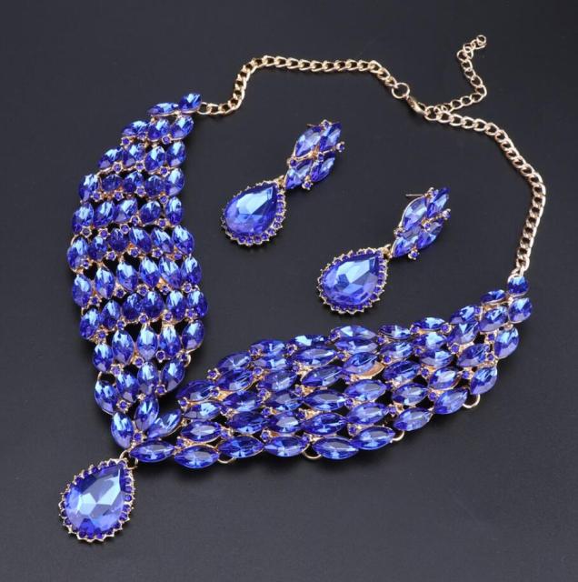 Crystal Statement Necklace Earrings Set